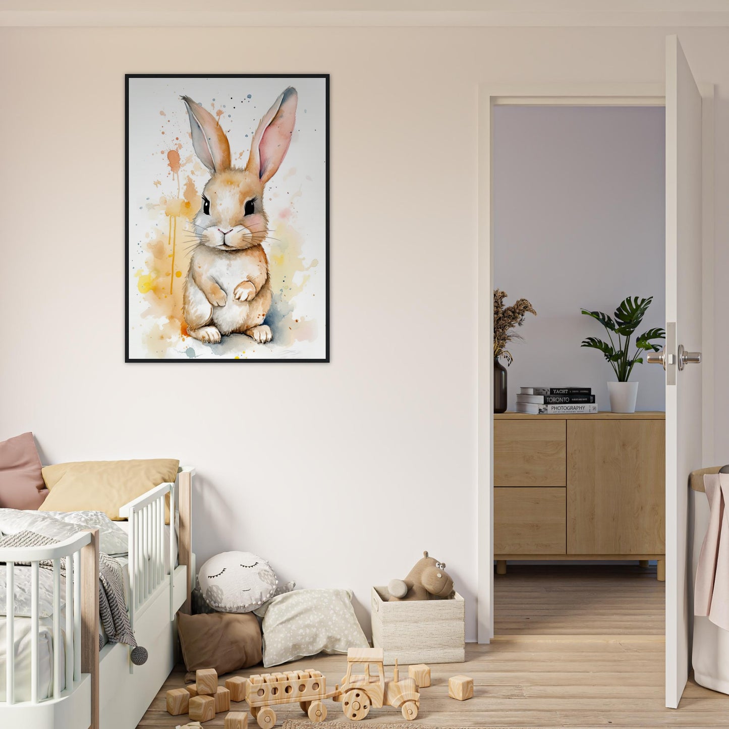 Knuddel der Hoppelhase, Poster mit Holzrahmen - Stiersbeste