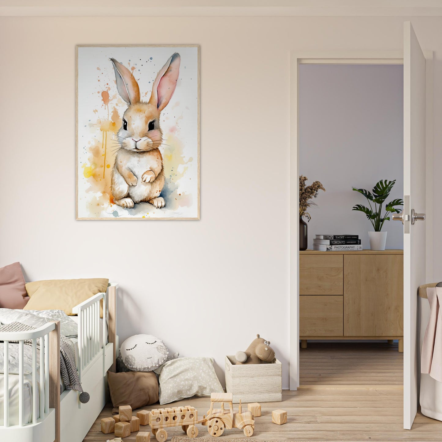 Knuddel der Hoppelhase, Poster mit Holzrahmen - Stiersbeste