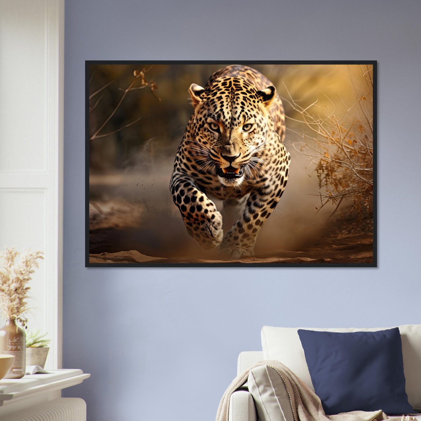 Leoparden Jagd, Poster mit Holzrahmen - Stiers Beste