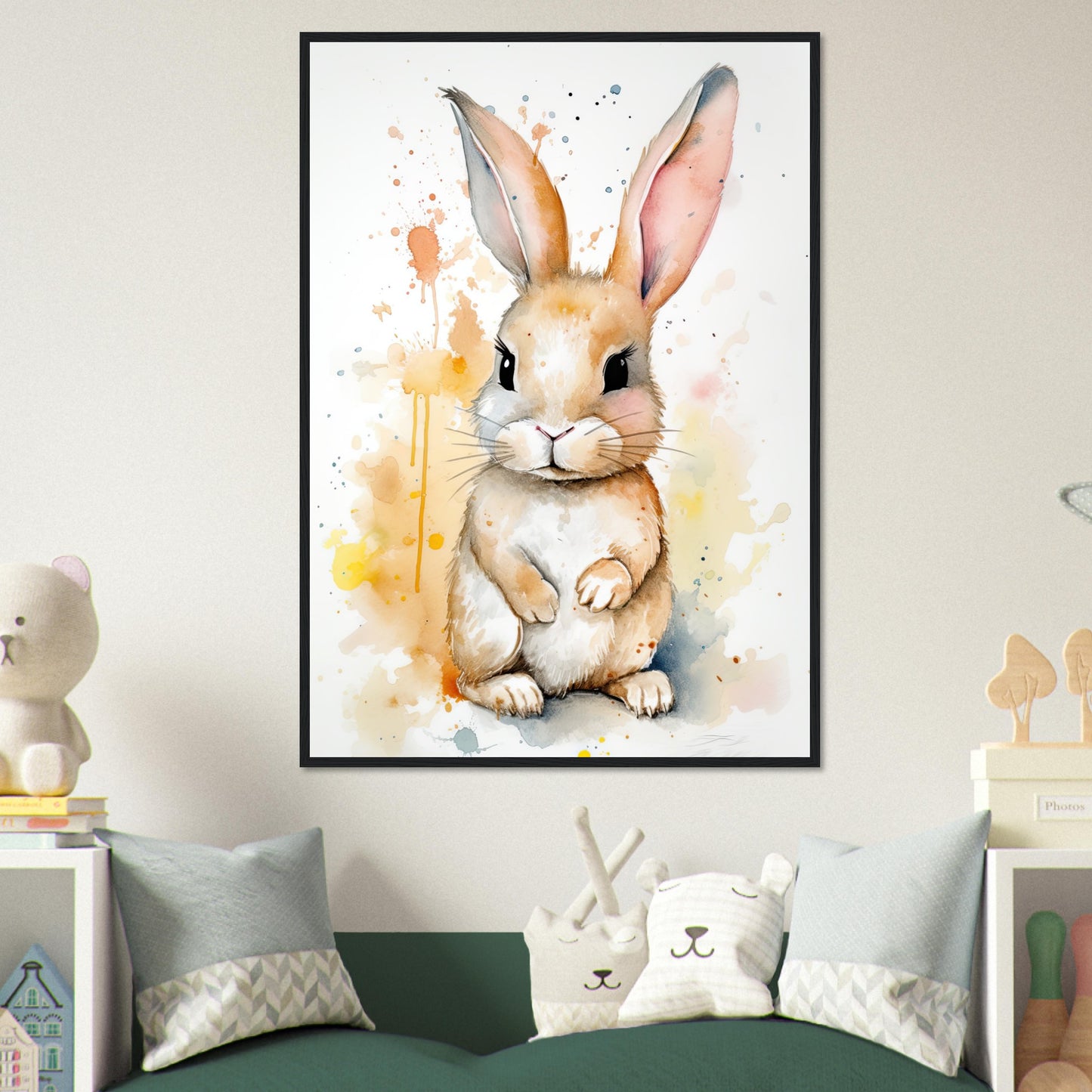Knuddel der Hoppelhase, Poster mit Holzrahmen - Stiersbeste