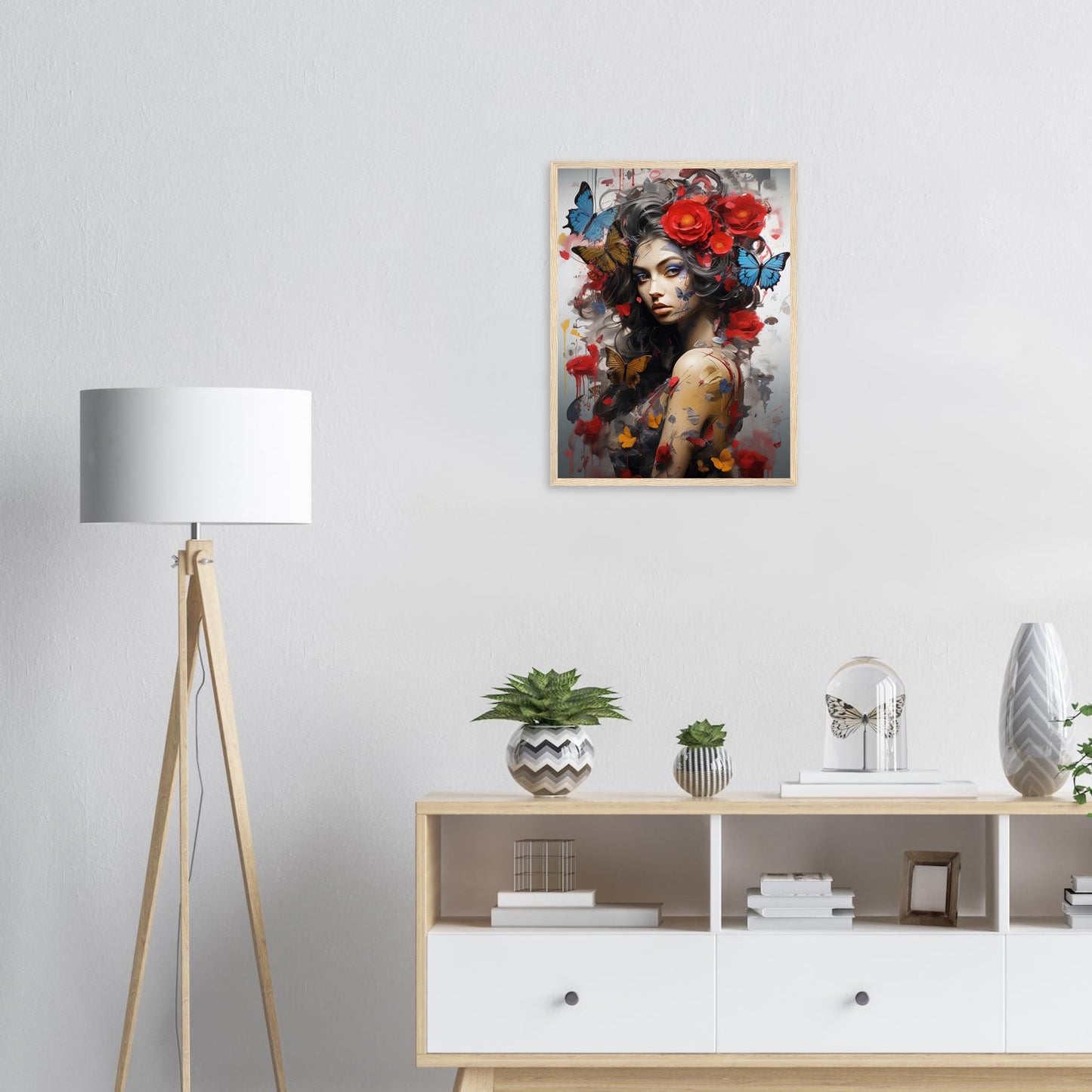 Lady Butterfly, Poster mit Holzrahmen - Stiers Beste