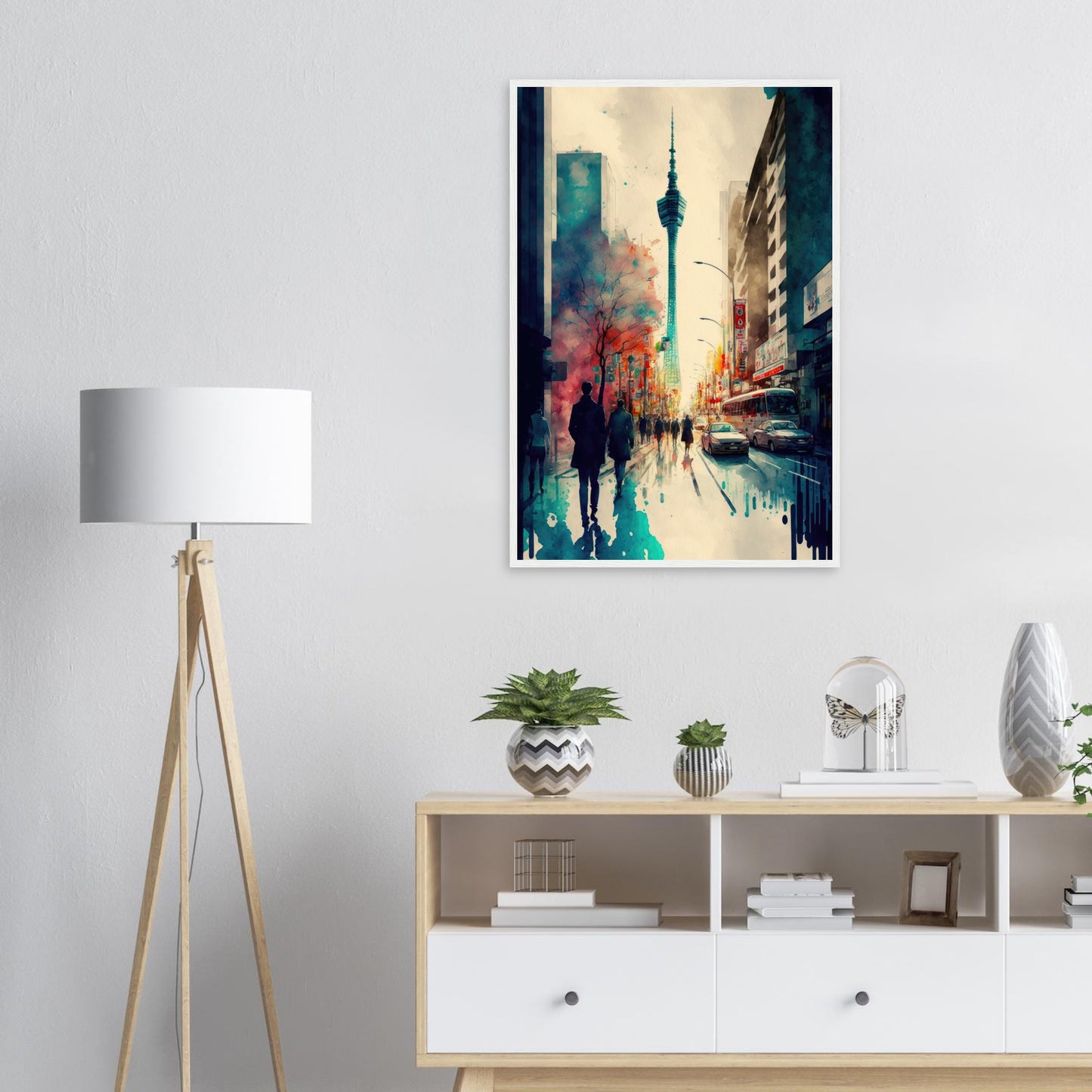 Lauf durch Tokyo, Poster mit Holzrahmen - Stiersbeste