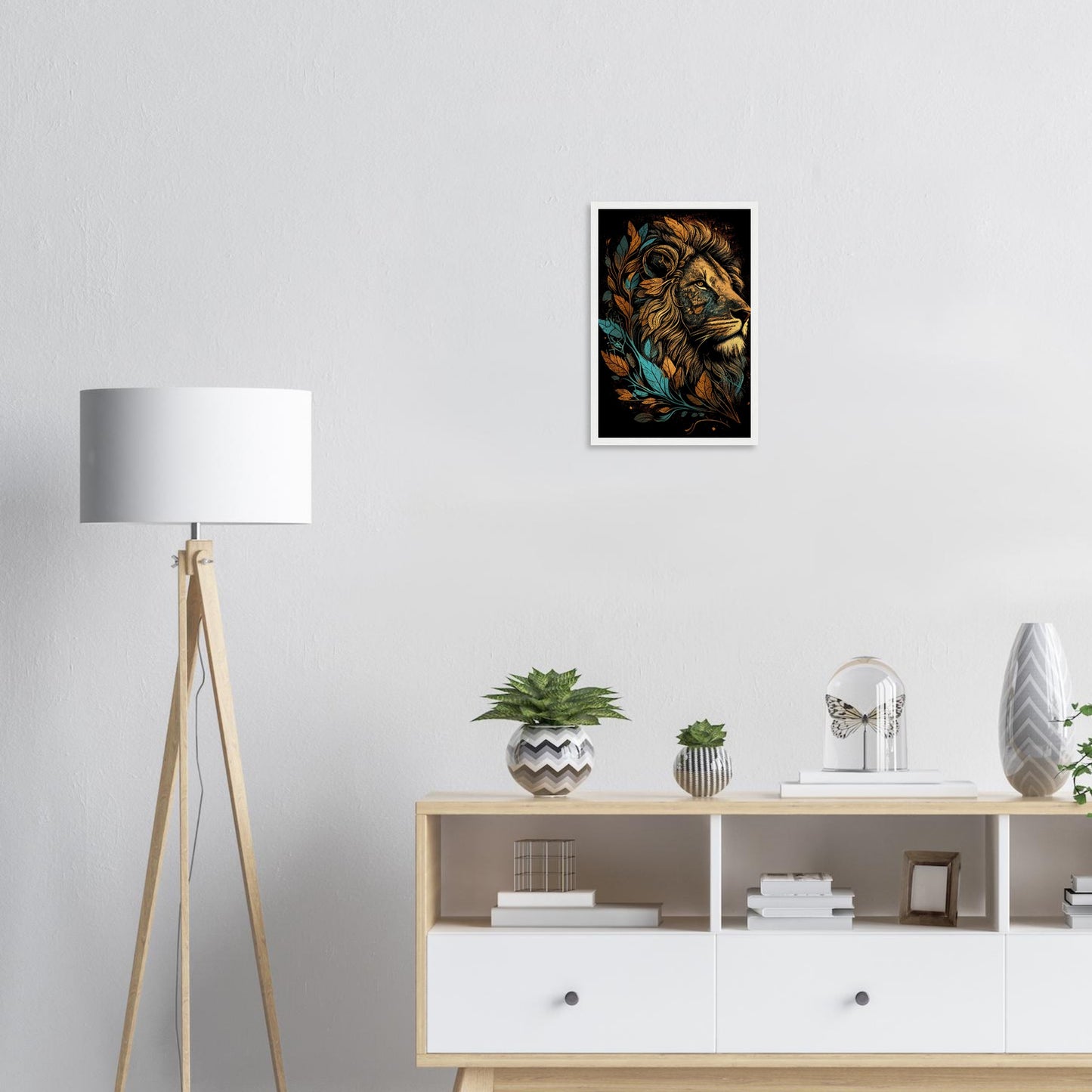 Leaf Lion, Poster mit Holzrahmen - Stiersbeste
