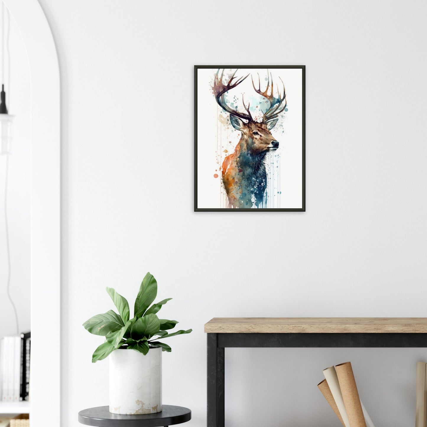 Hirschgeweih im Farbrausch, Poster mit Alurahmen - Stiersbeste