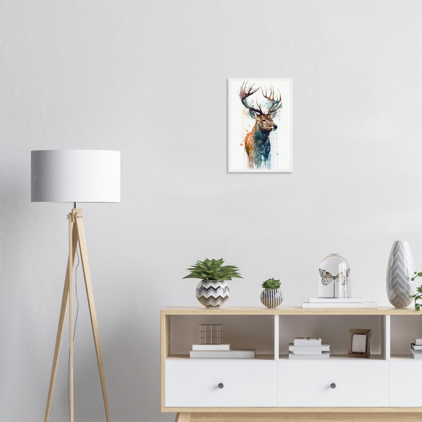 Hirschgeweih im Farbrausch, Poster mit Holzrahmen - Stiersbeste