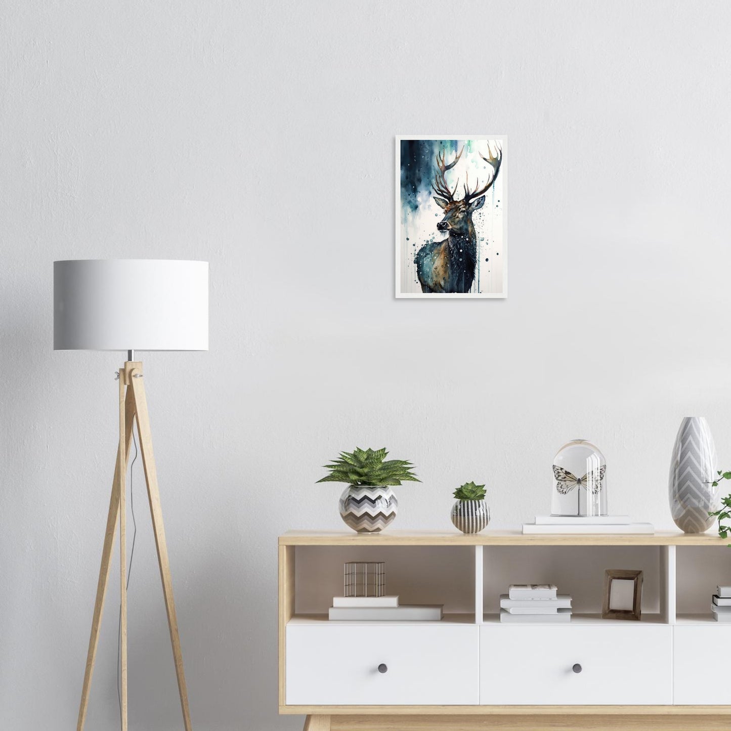 Der Pinselhirsch, Poster mit Holzrahmen - Stiersbeste