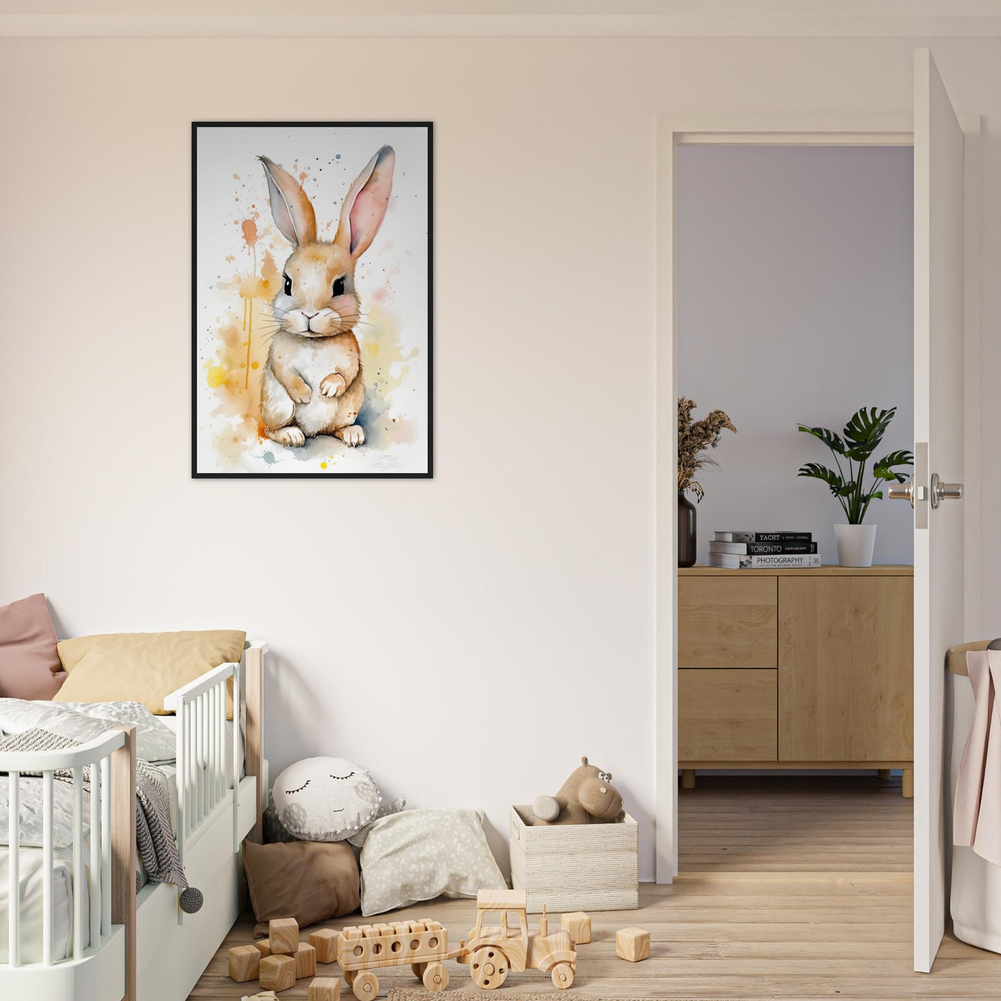Knuddel der Hoppelhase, Poster mit Holzrahmen - Stiersbeste