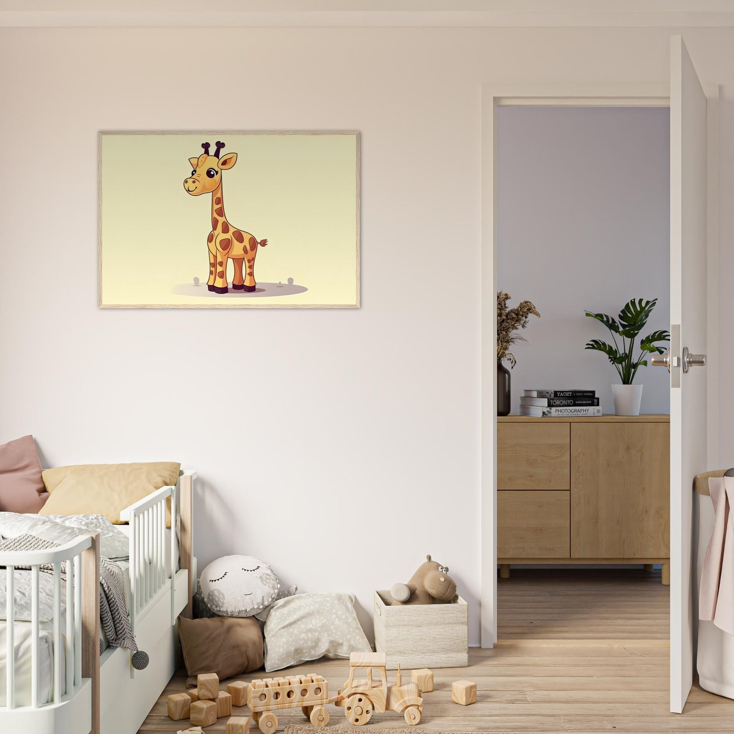 Die Giraffe, Poster mit Holzrahmen - Stiersbeste
