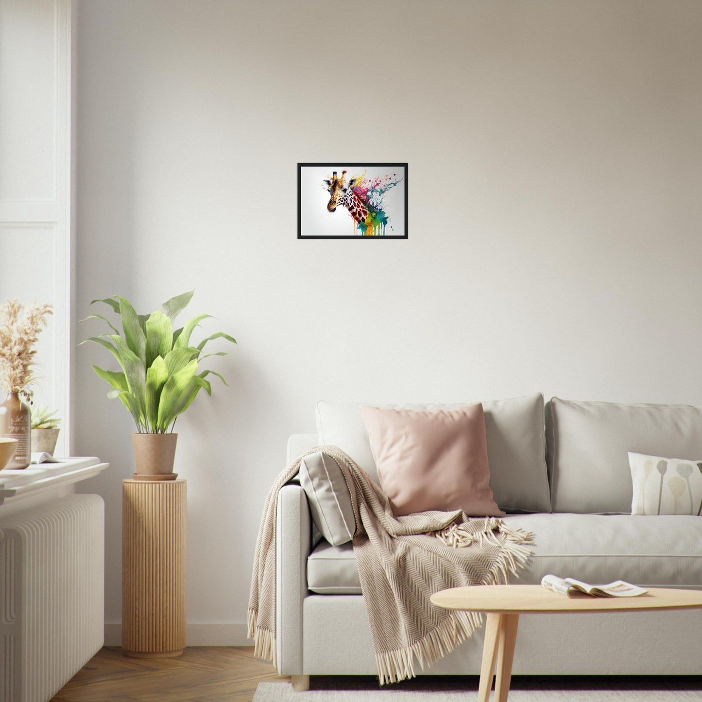 Giraffe Splash Art, Poster mit Holzrahmen - Stiersbeste