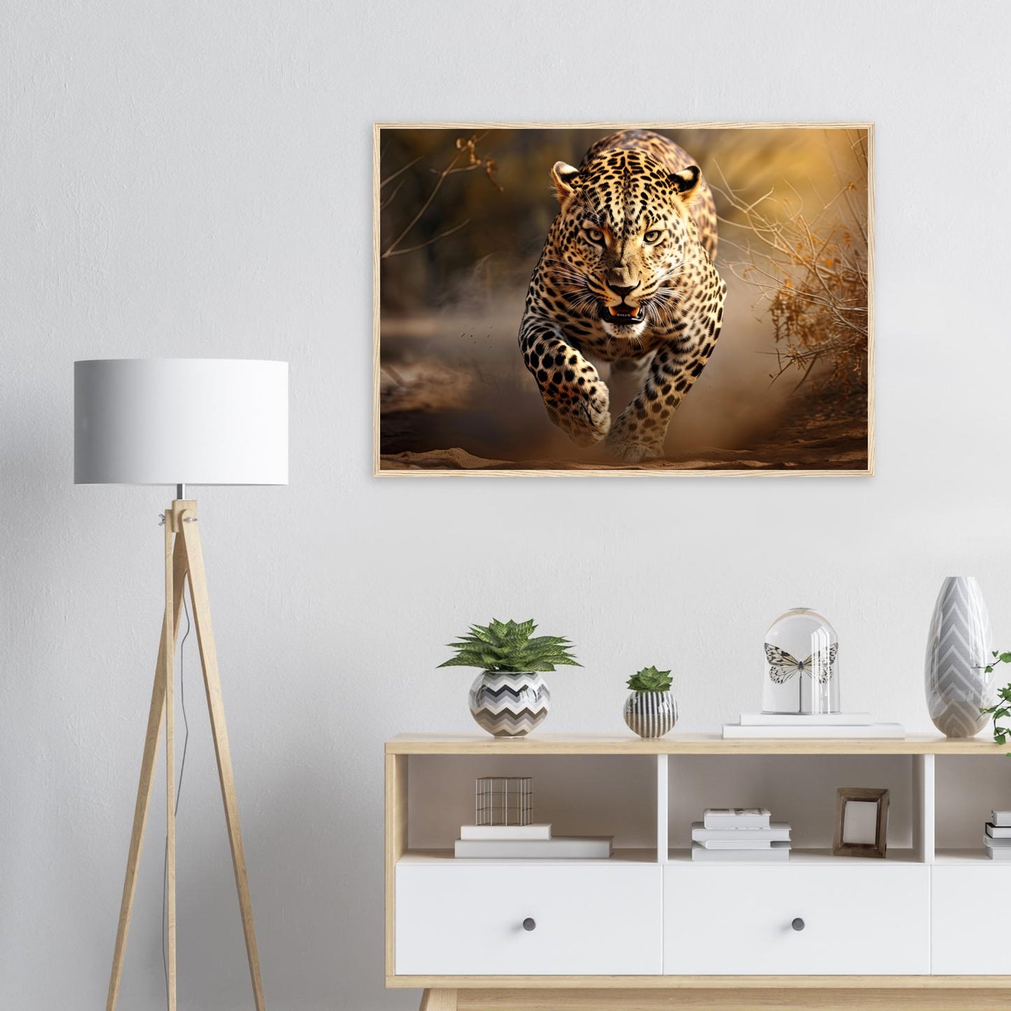 Leoparden Jagd, Poster mit Holzrahmen - Stiers Beste