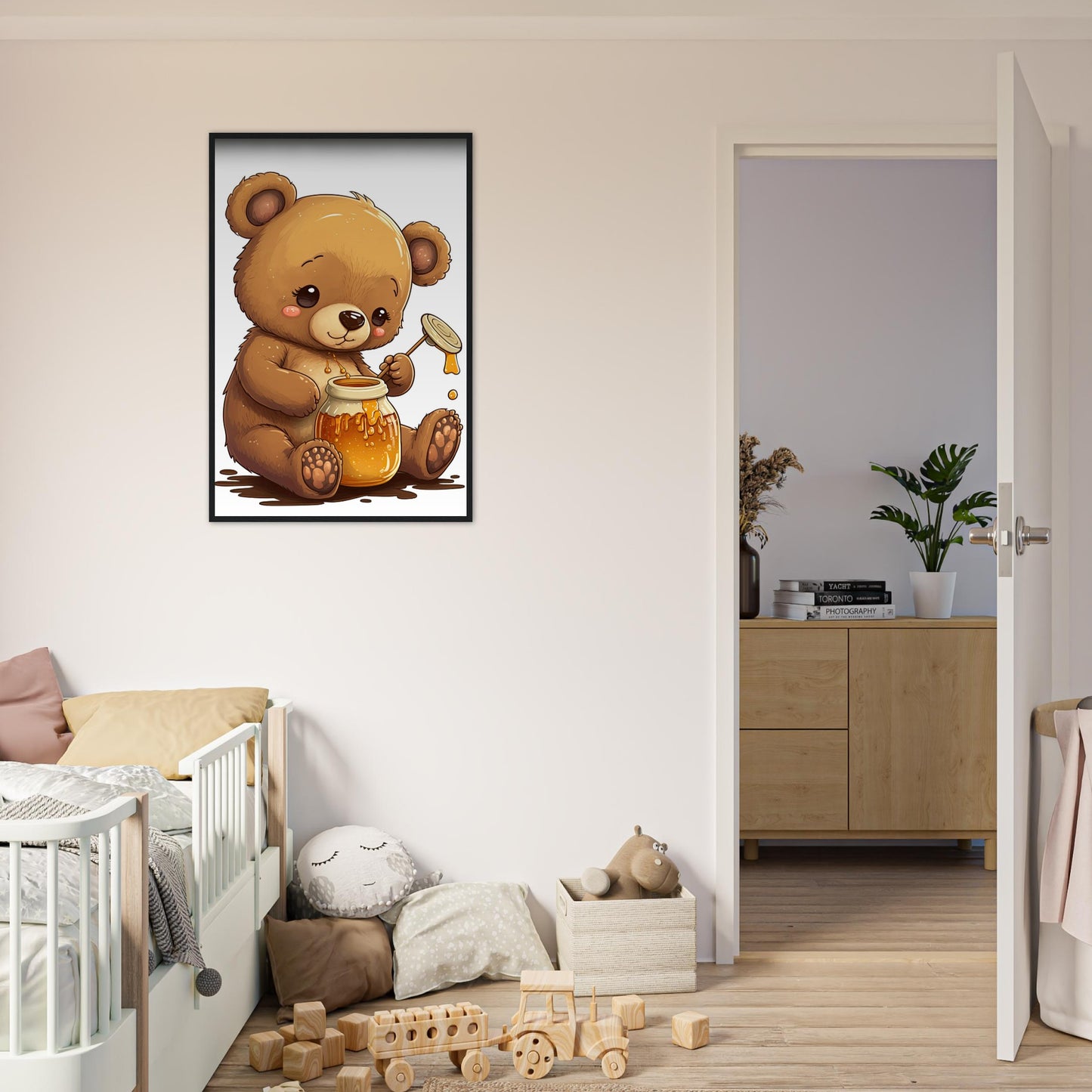 Honigbär, Poster mit Holzrahmen - Stiersbeste