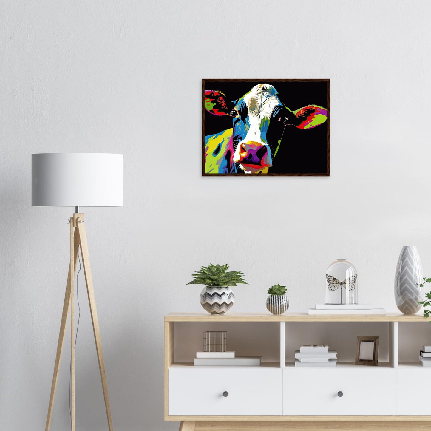 Happy Cow, Poster mit Holzrahmen - Stiersbeste