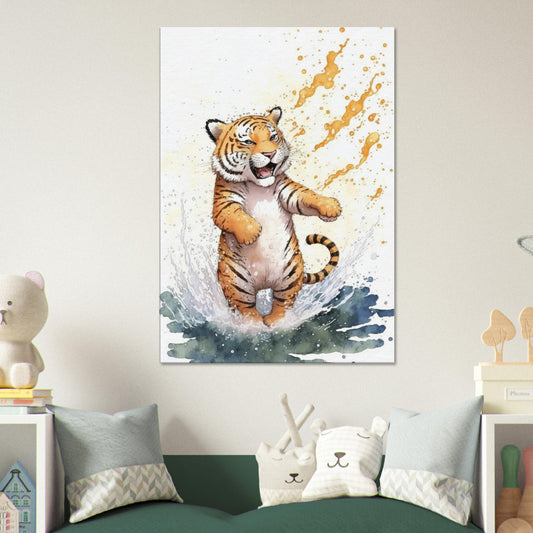 Wasserspaß Tiger, Leinwanddruck - Stiersbeste