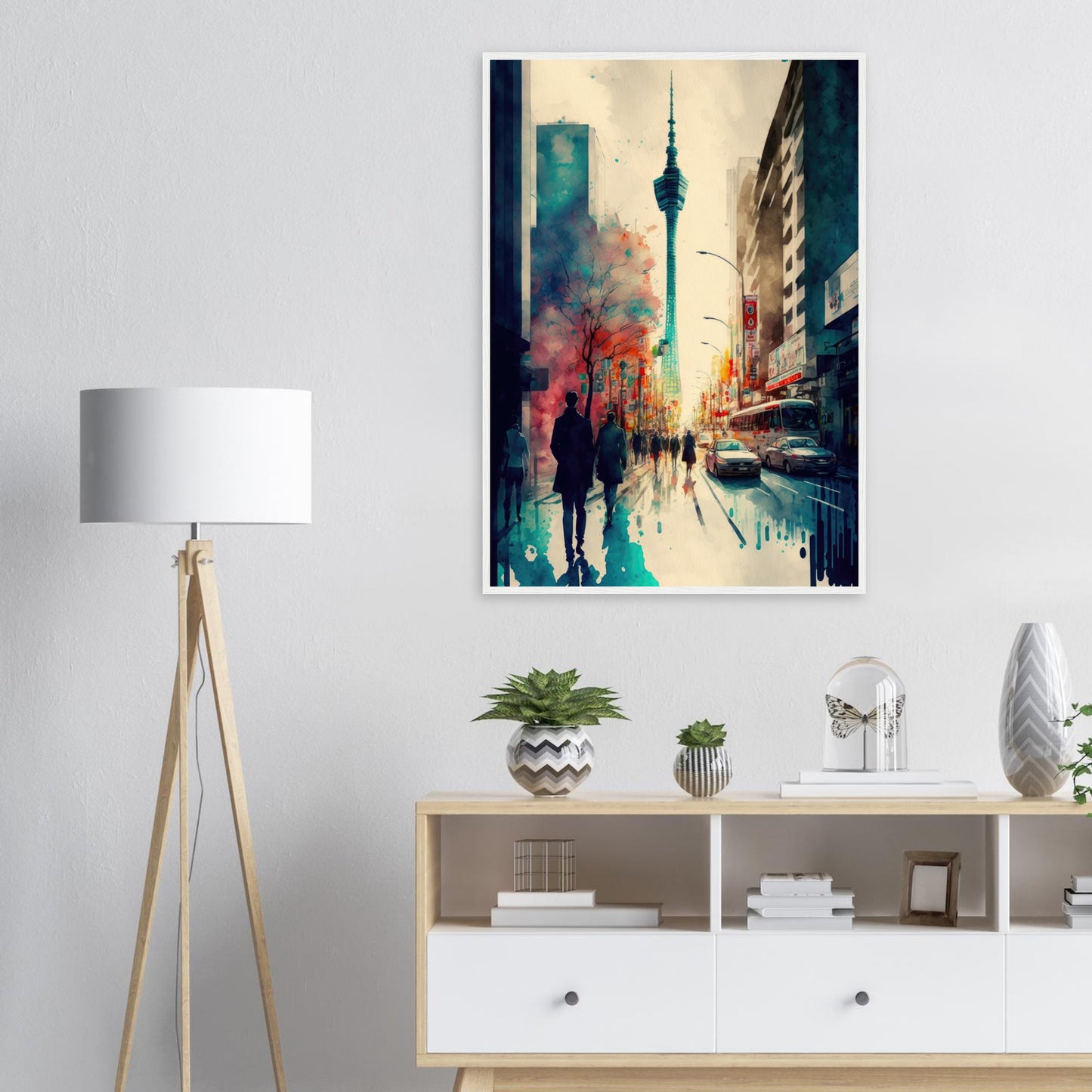 Lauf durch Tokyo, Poster mit Holzrahmen - Stiersbeste