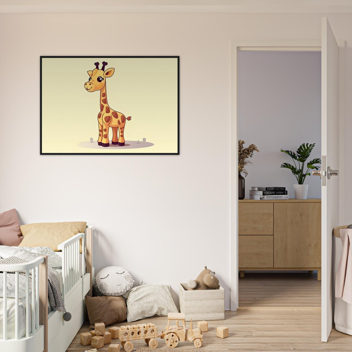 Die Giraffe, Poster mit Holzrahmen - Stiersbeste