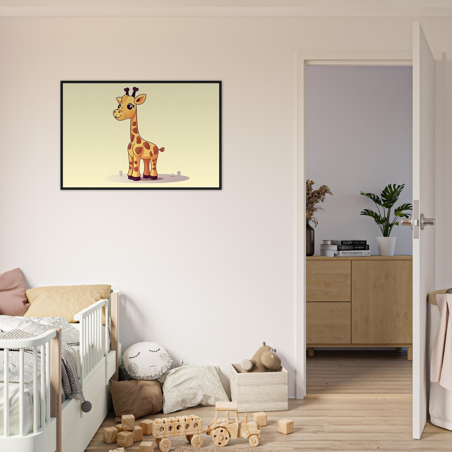 Die Giraffe, Poster mit Holzrahmen - Stiersbeste
