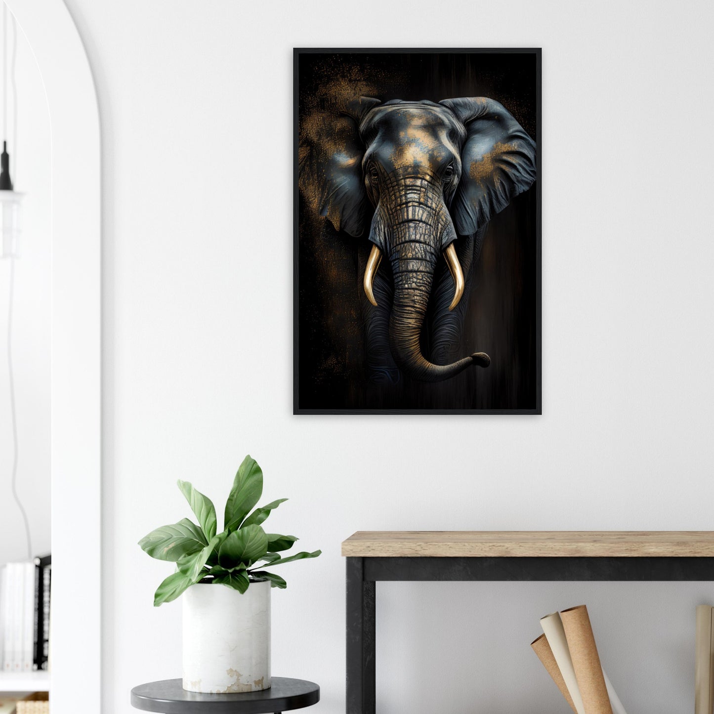 Der glanzvolle Elefant, Poster mit Holzrahmen - Stiersbeste