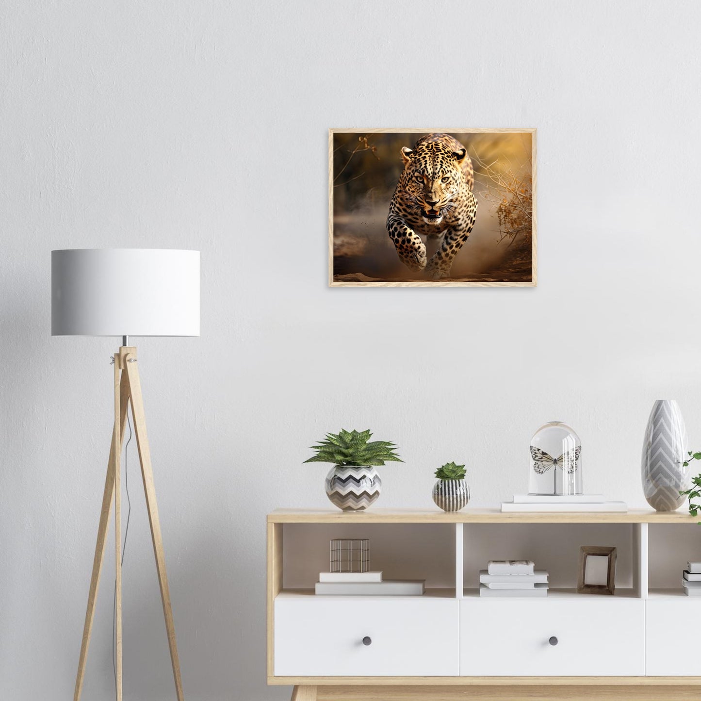 Leoparden Jagd, Poster mit Holzrahmen - Stiers Beste