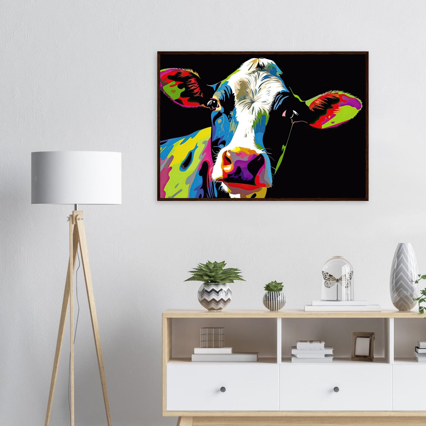 Happy Cow, Poster mit Holzrahmen - Stiersbeste
