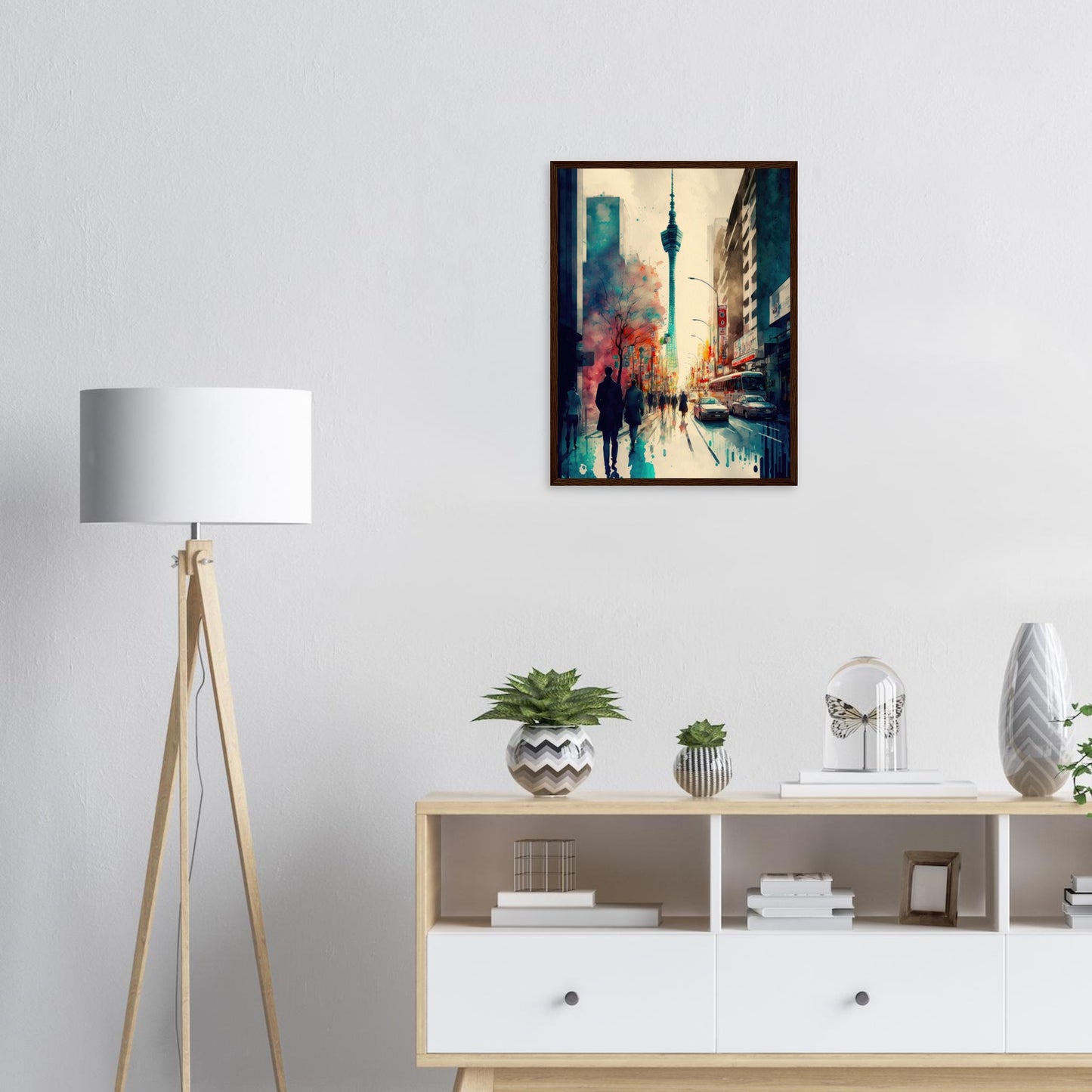 Lauf durch Tokyo, Poster mit Holzrahmen - Stiersbeste