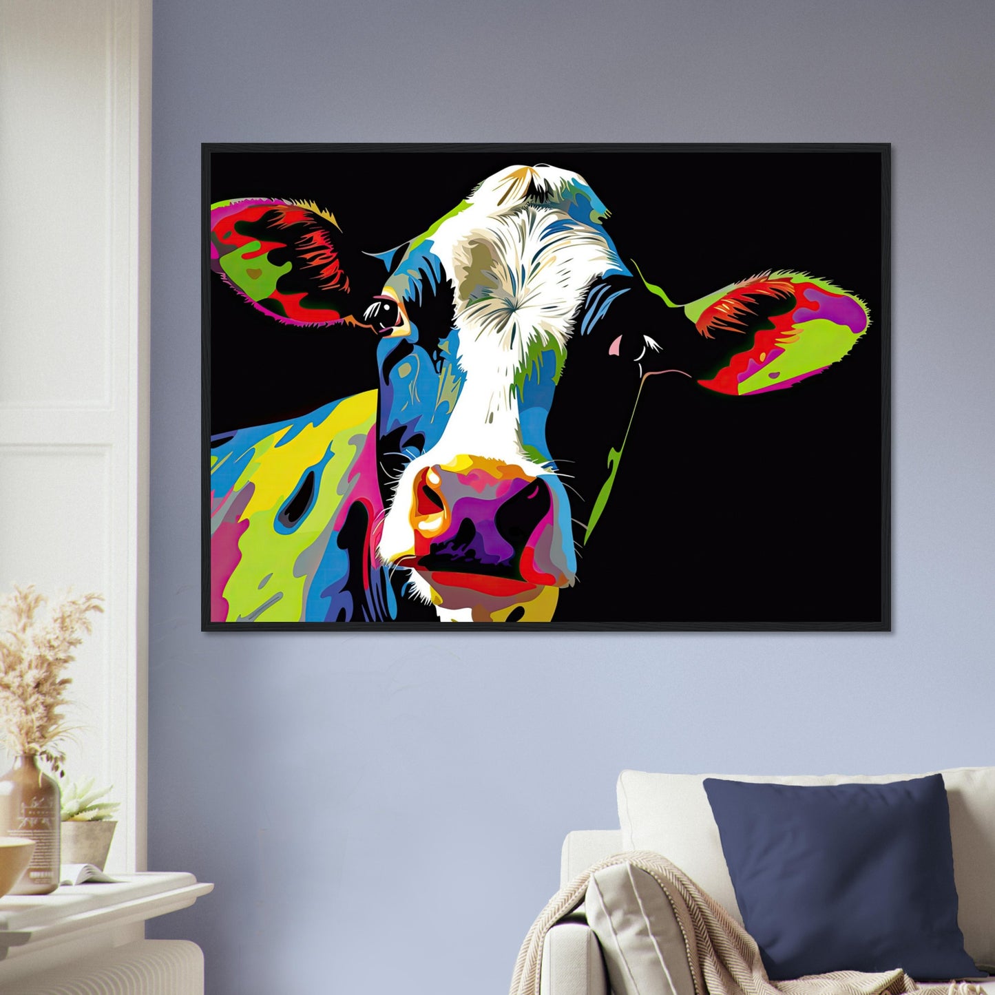 Happy Cow, Poster mit Holzrahmen - Stiersbeste
