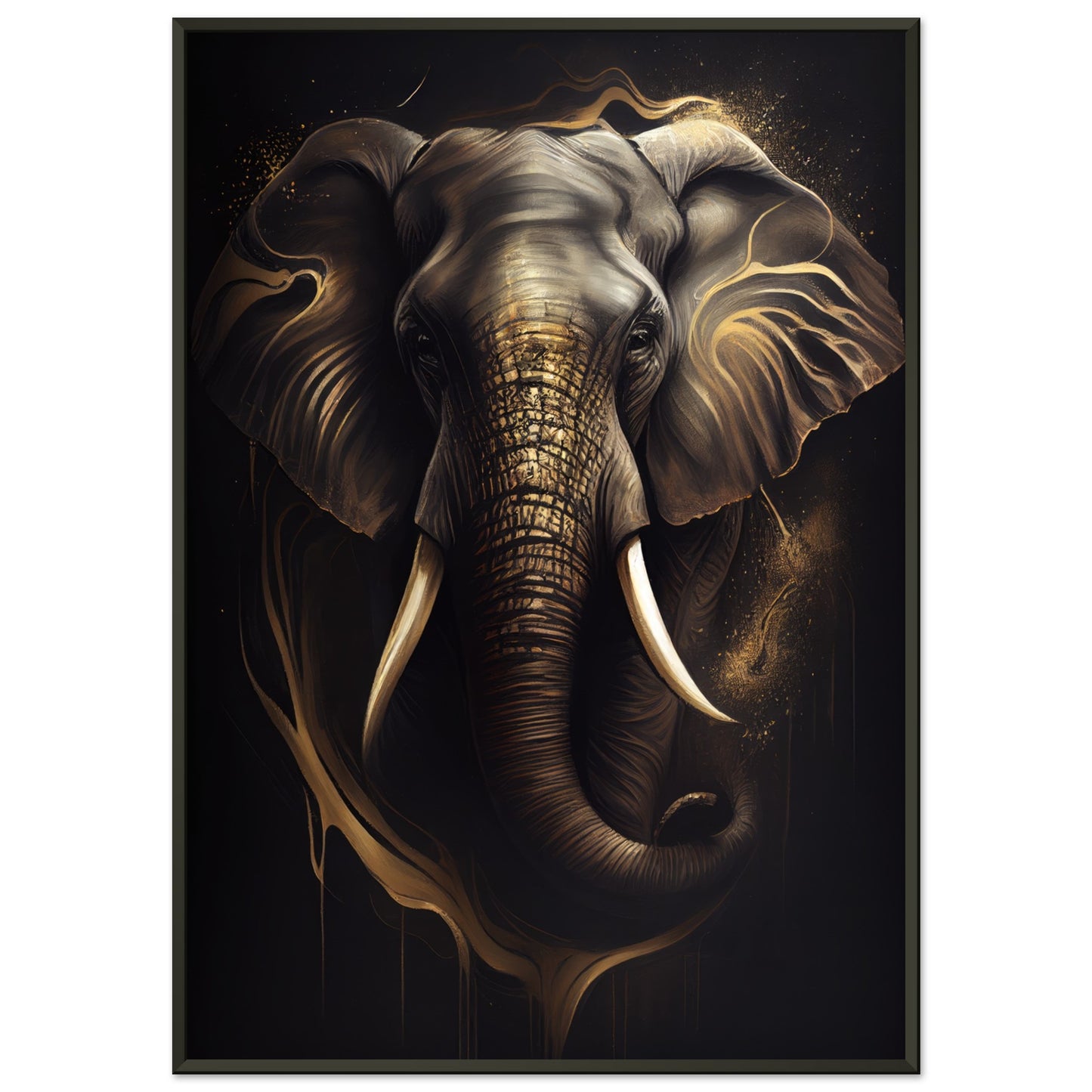 Goldener Blick des Elefanten, Poster mit Alurahmen - Stiersbeste