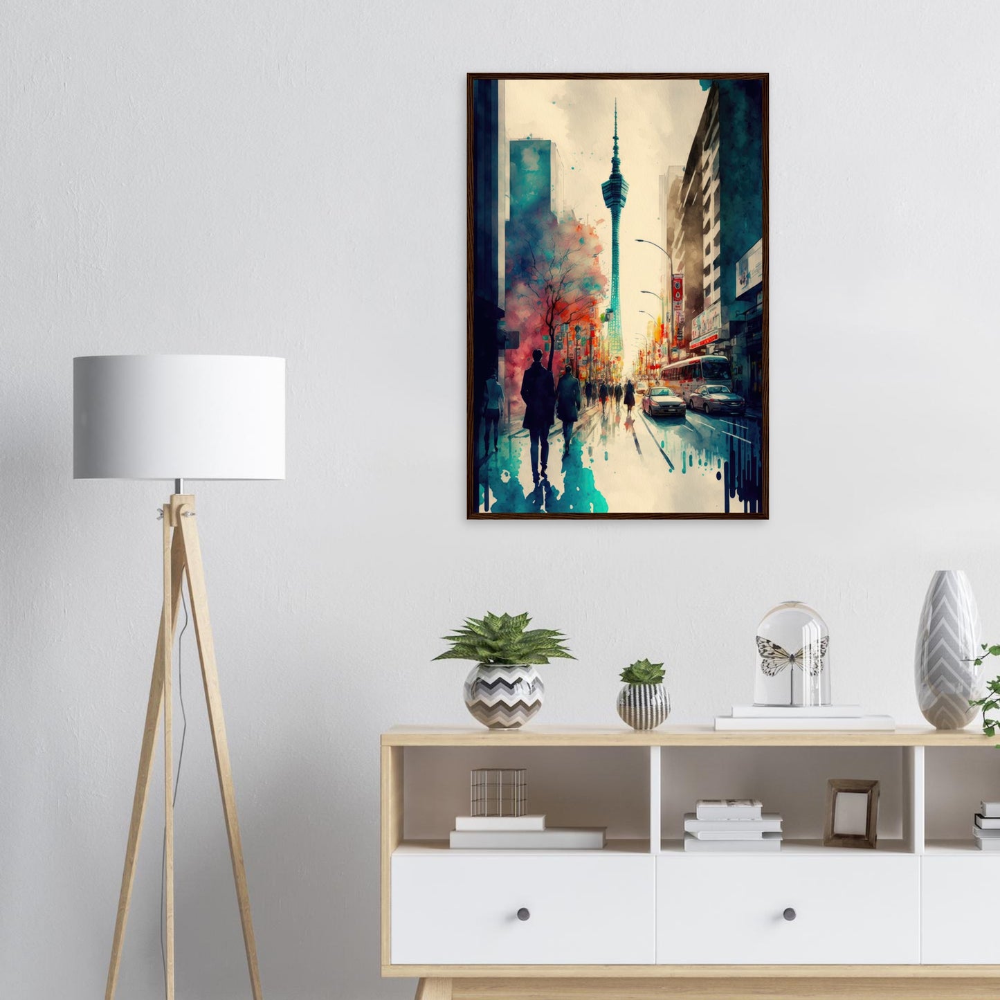 Lauf durch Tokyo, Poster mit Holzrahmen - Stiersbeste