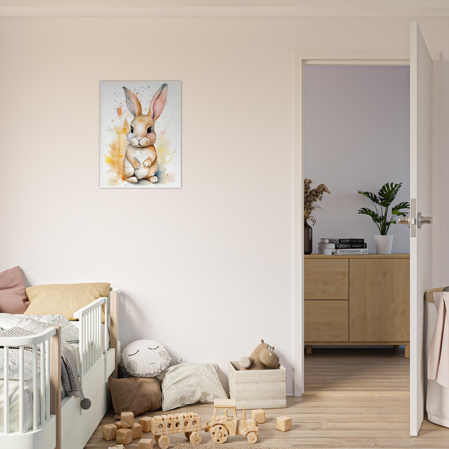 Knuddel der Hoppelhase, Poster mit Holzrahmen - Stiersbeste