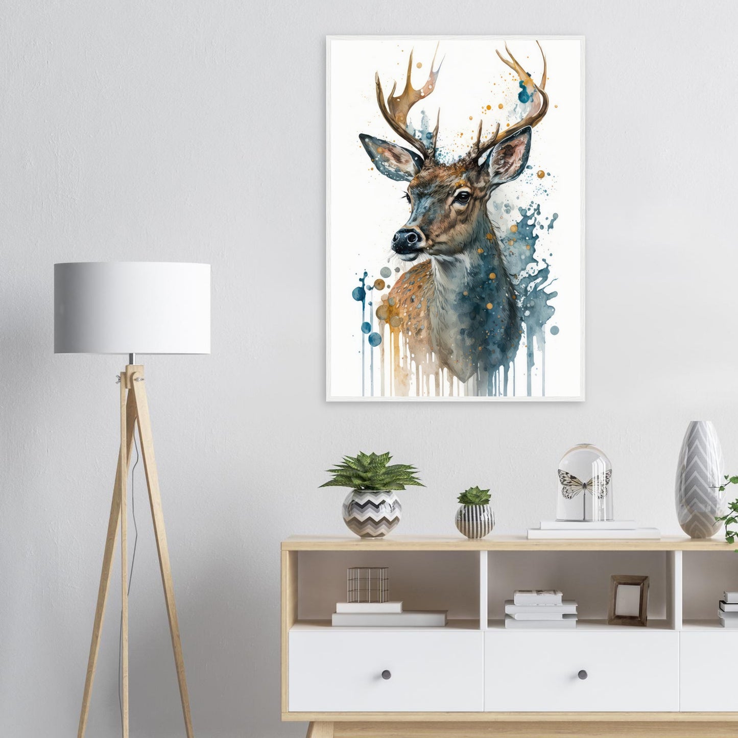 Lebendige Wildvisionen, Poster mit Holzrahmen - Stiersbeste