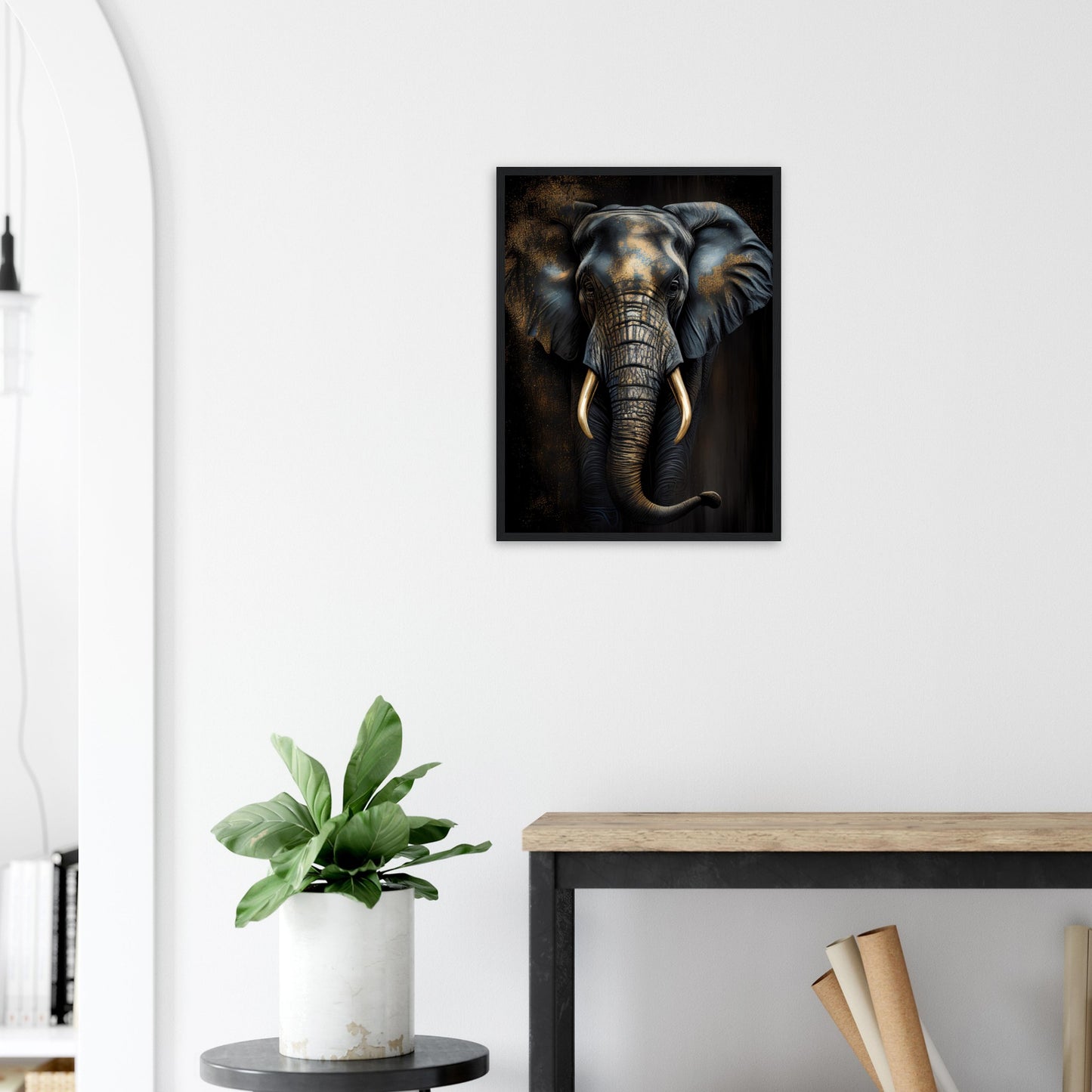 Der glanzvolle Elefant, Poster mit Holzrahmen - Stiersbeste