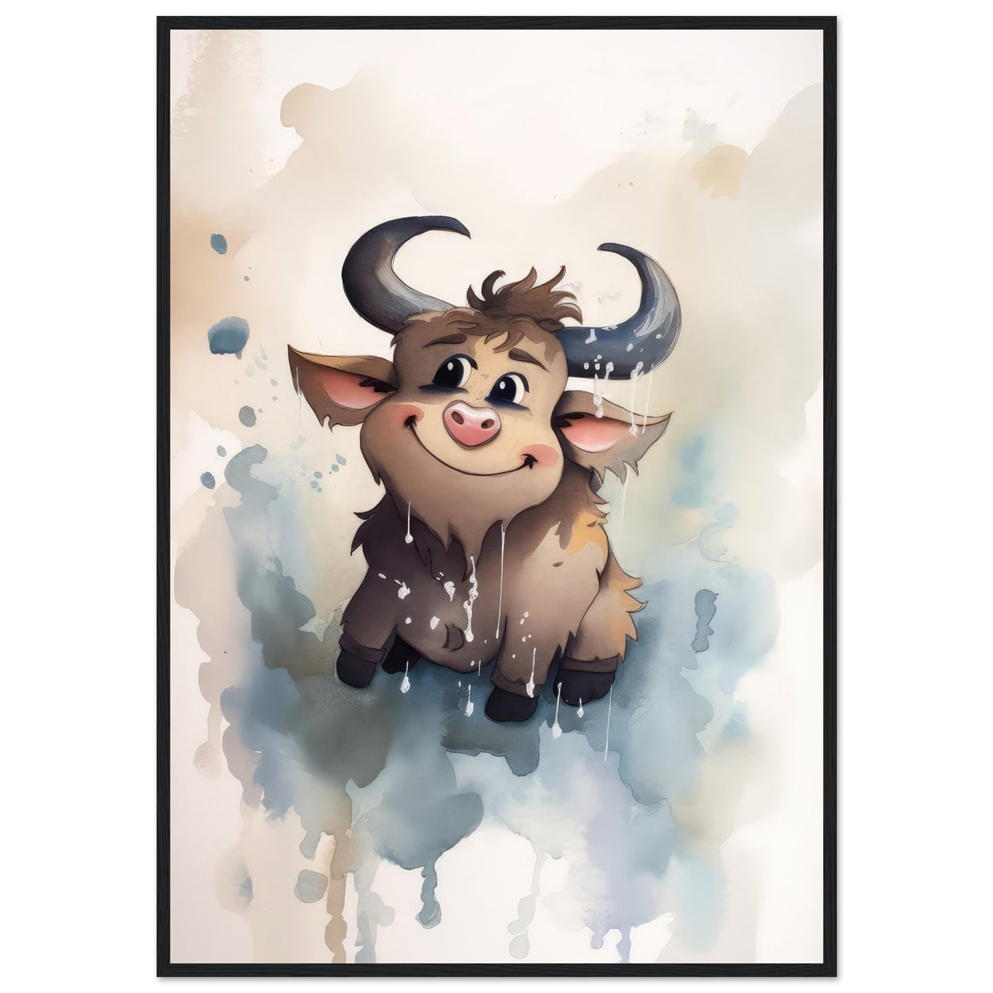 Süßer Stier, Poster mit Holzrahmen - Stiersbeste