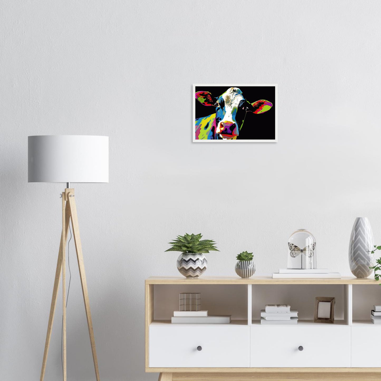 Happy Cow, Poster mit Holzrahmen - Stiersbeste
