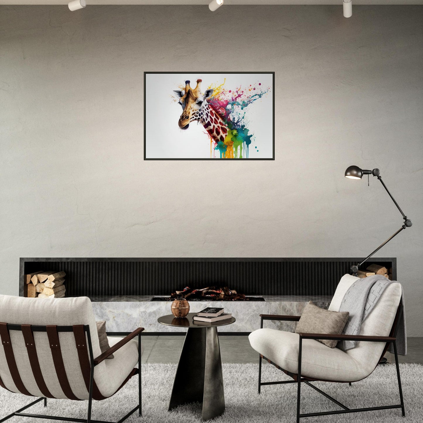 Giraffe Splash Art, Poster mit Alurahmen - Stiersbeste