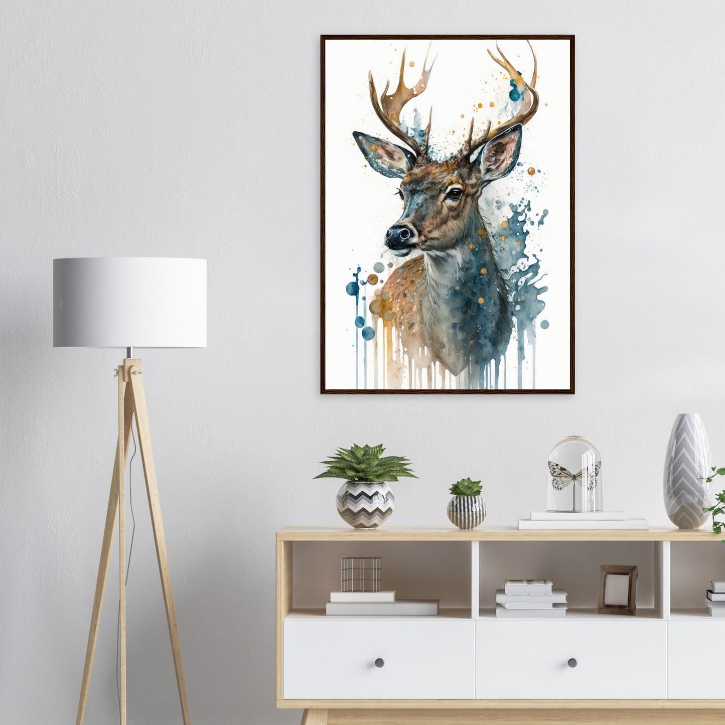 Lebendige Wildvisionen, Poster mit Holzrahmen - Stiersbeste