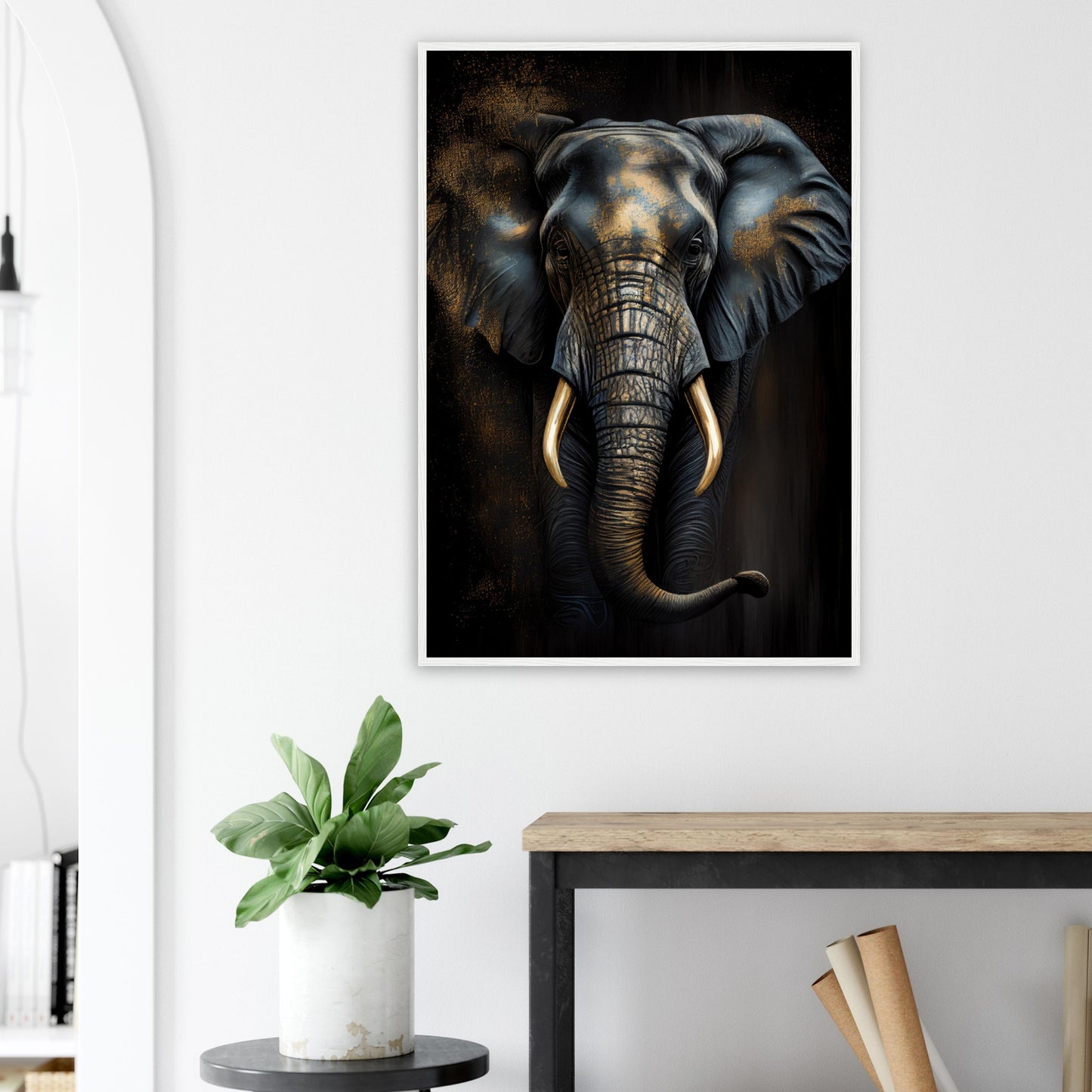 Der glanzvolle Elefant, Poster mit Holzrahmen - Stiersbeste