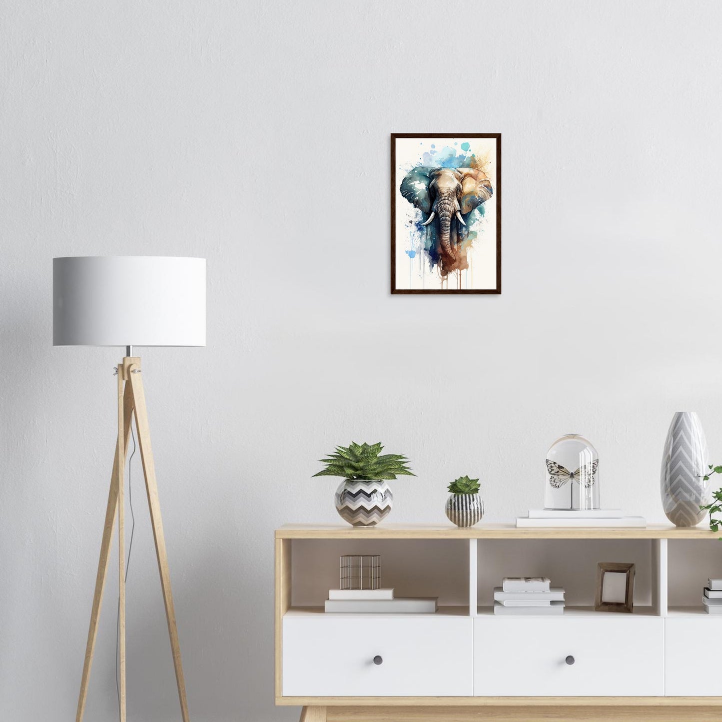 Elefant im Farbrausch, Poster mit Holzrahmen - Stiersbeste