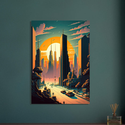 Futuristischer Sunset, Aluminiumdruck - Stiersbeste