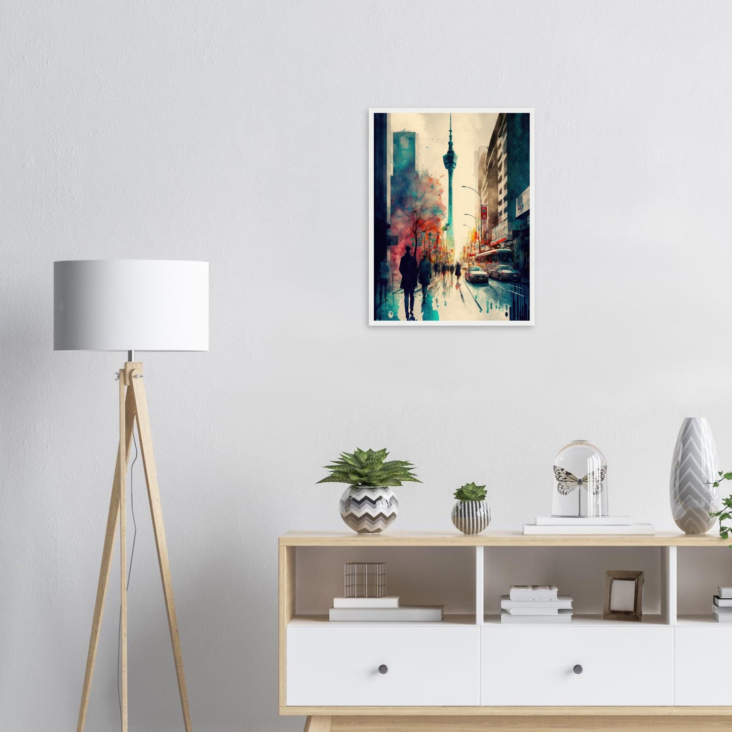 Lauf durch Tokyo, Poster mit Holzrahmen - Stiersbeste