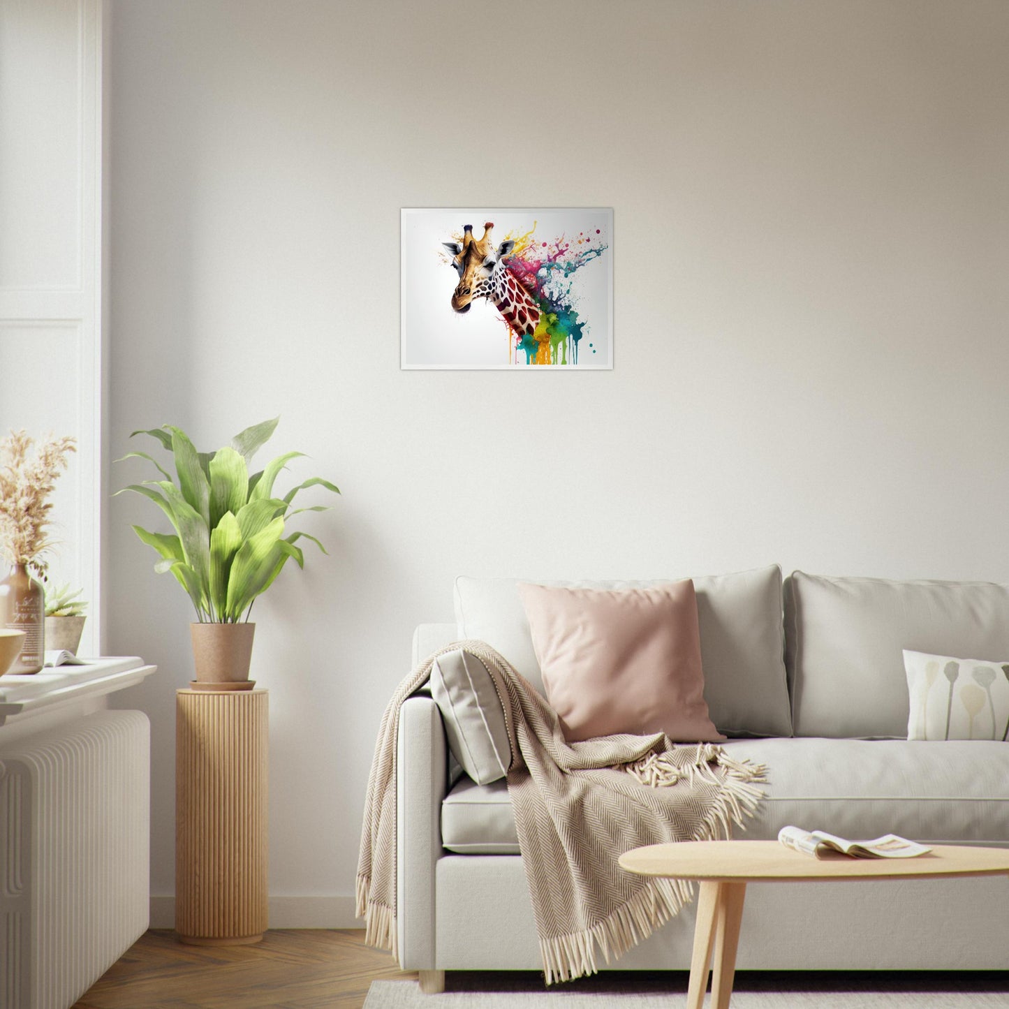 Giraffe Splash Art, Poster mit Holzrahmen - Stiersbeste