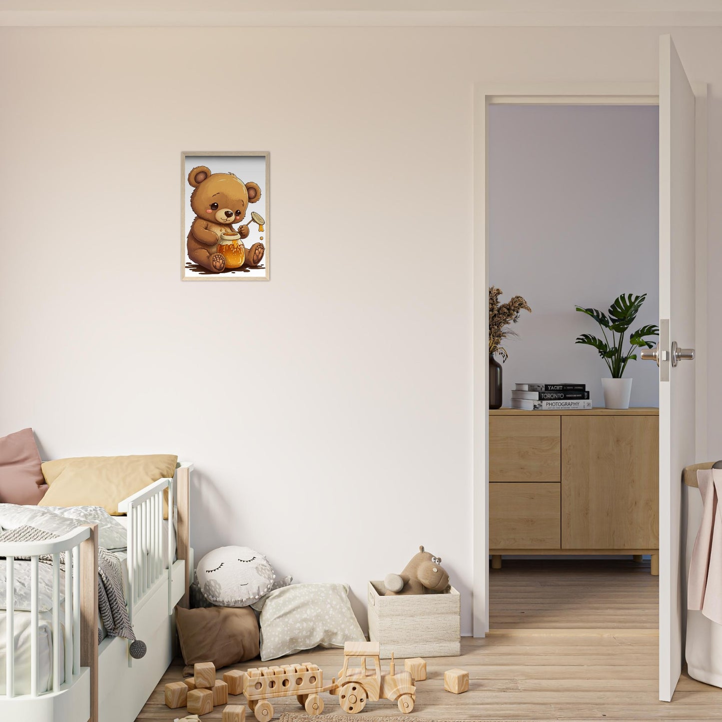 Honigbär, Poster mit Holzrahmen - Stiersbeste
