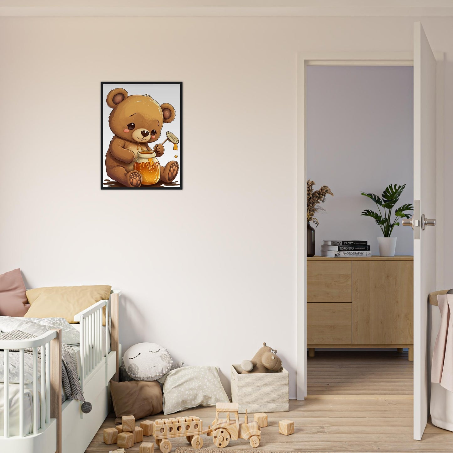 Honigbär, Poster mit Holzrahmen - Stiersbeste