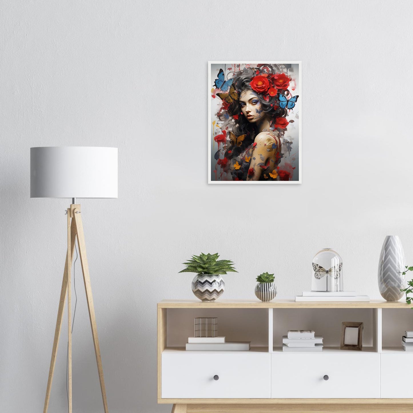 Lady Butterfly, Poster mit Holzrahmen - Stiers Beste
