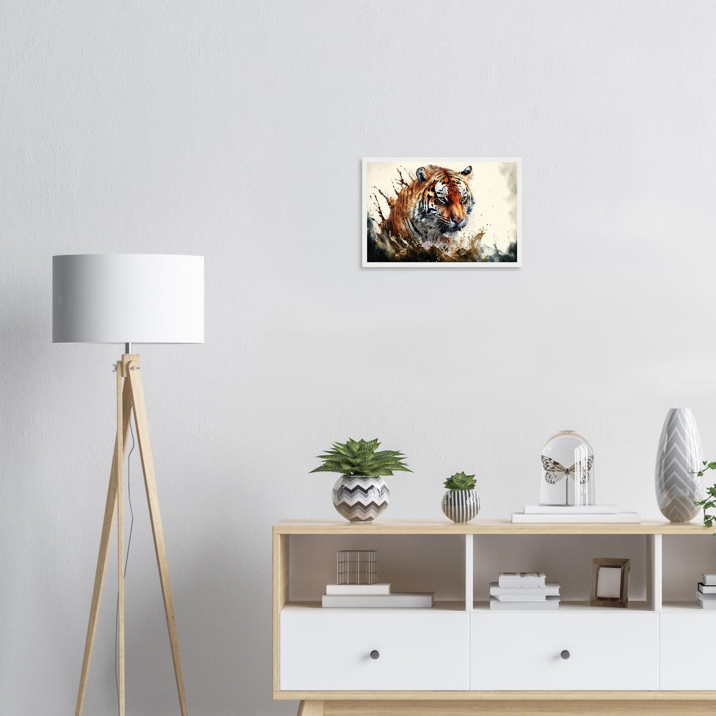 Tiger Splash, Poster mit Holzrahmen - Stiersbeste