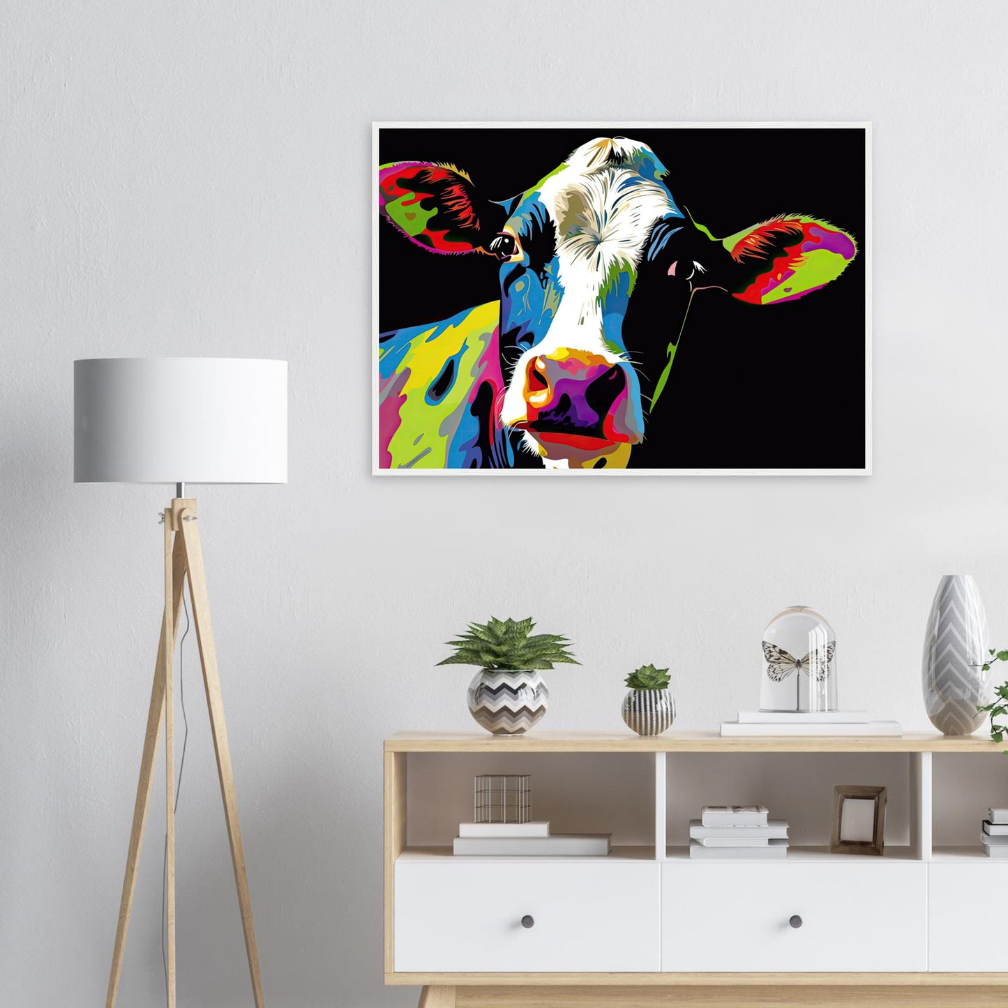 Happy Cow, Poster mit Holzrahmen - Stiersbeste
