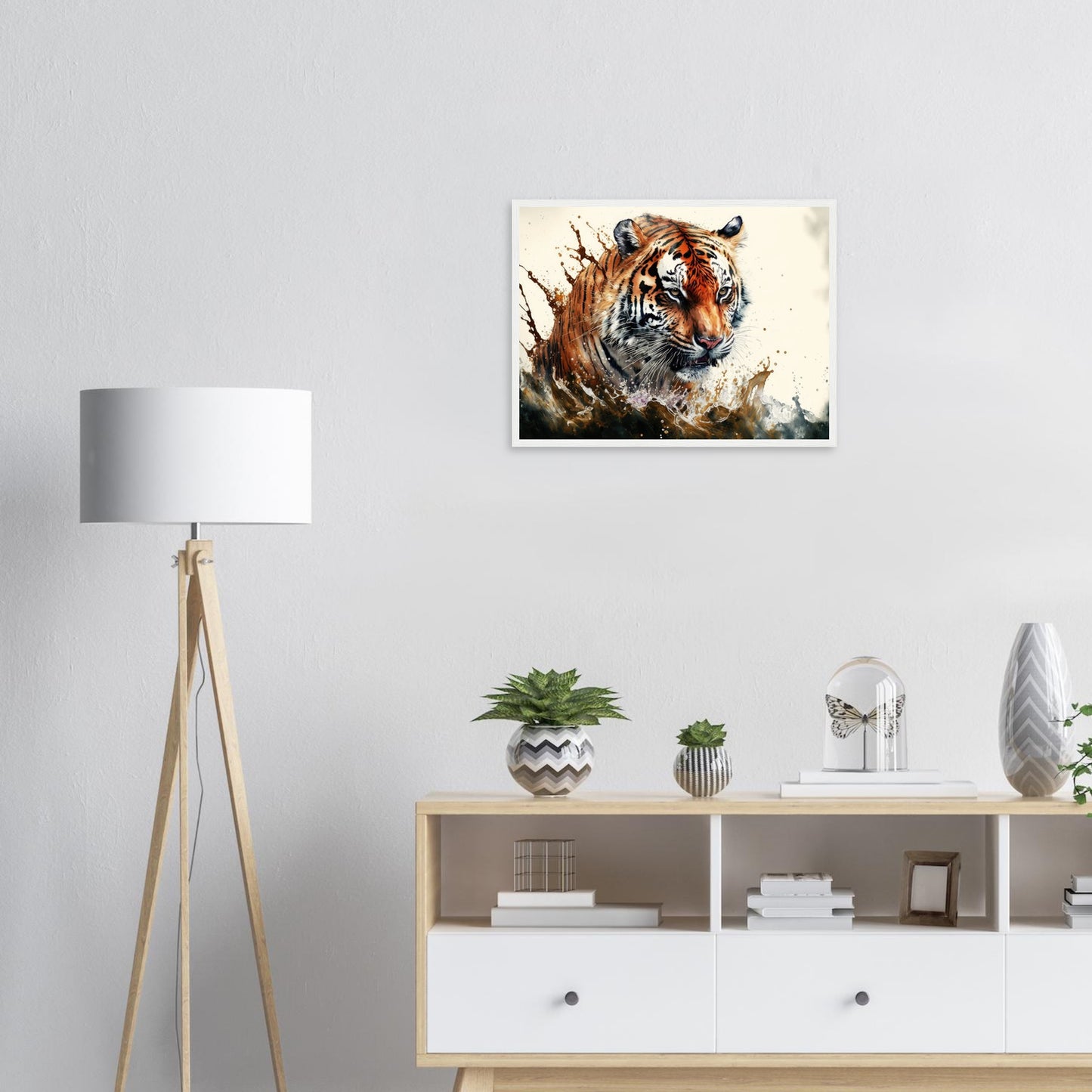 Tiger Splash, Poster mit Holzrahmen - Stiersbeste