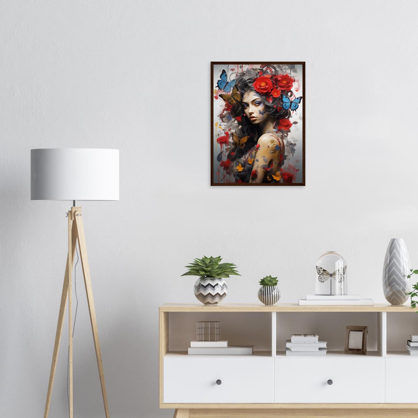 Lady Butterfly, Poster mit Holzrahmen - Stiers Beste