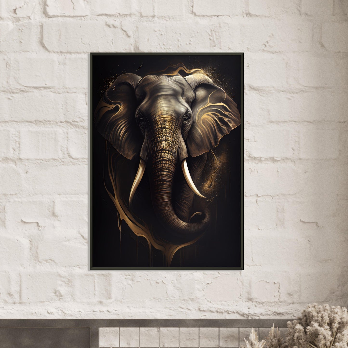 Goldener Blick des Elefanten, Poster mit Alurahmen - Stiersbeste