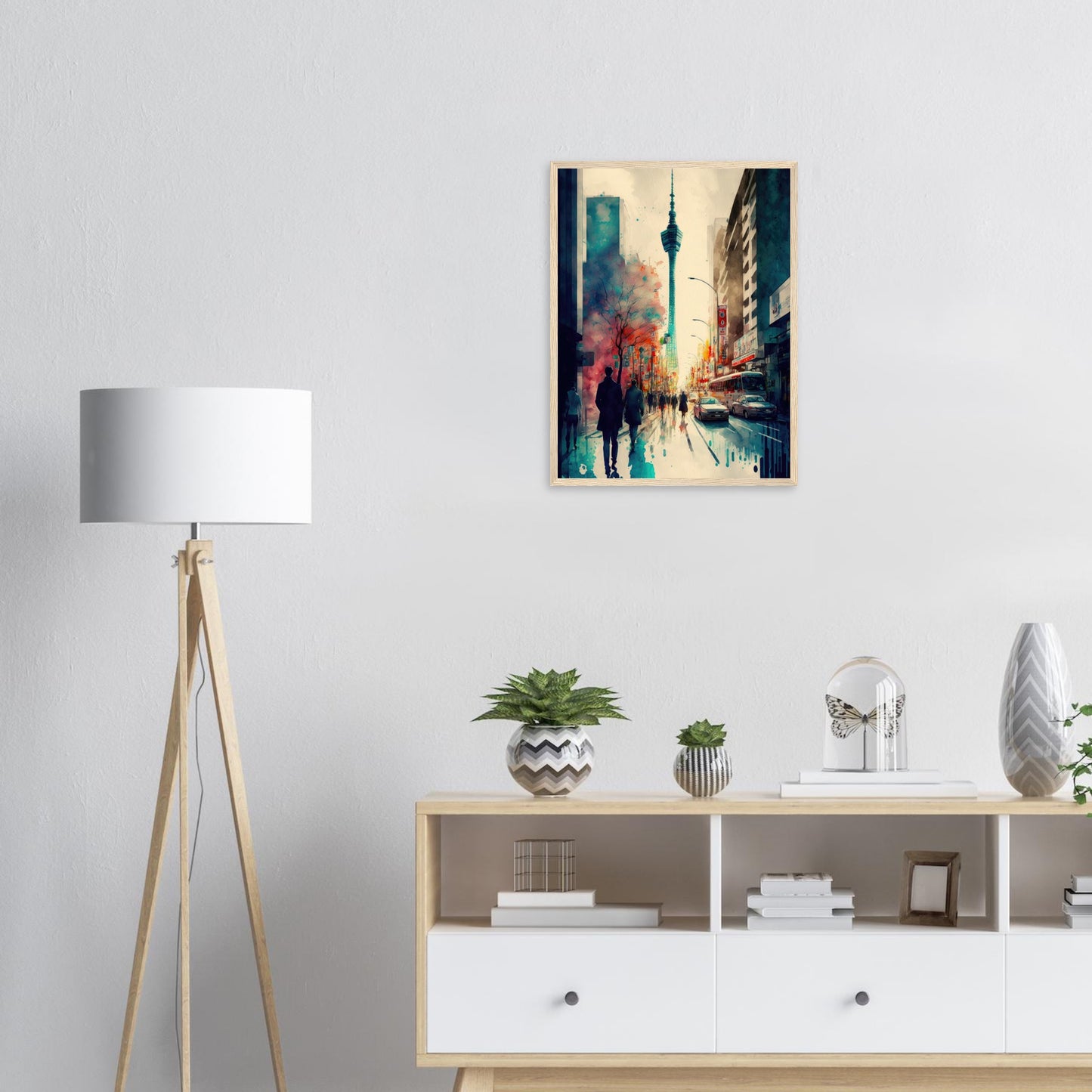 Lauf durch Tokyo, Poster mit Holzrahmen - Stiersbeste