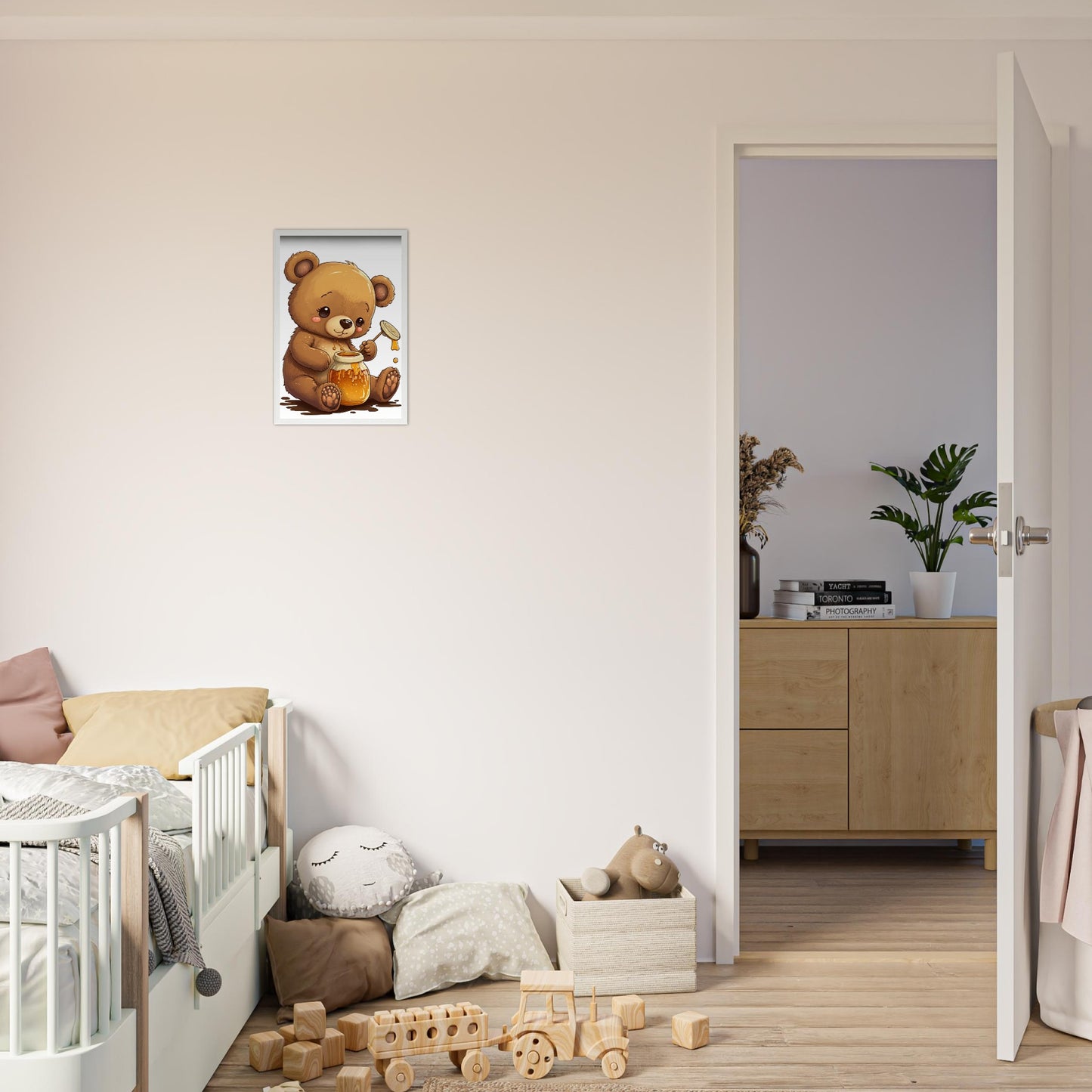 Honigbär, Poster mit Holzrahmen - Stiersbeste
