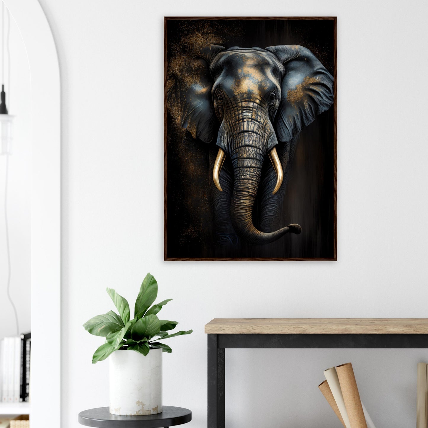 Der glanzvolle Elefant, Poster mit Holzrahmen - Stiersbeste